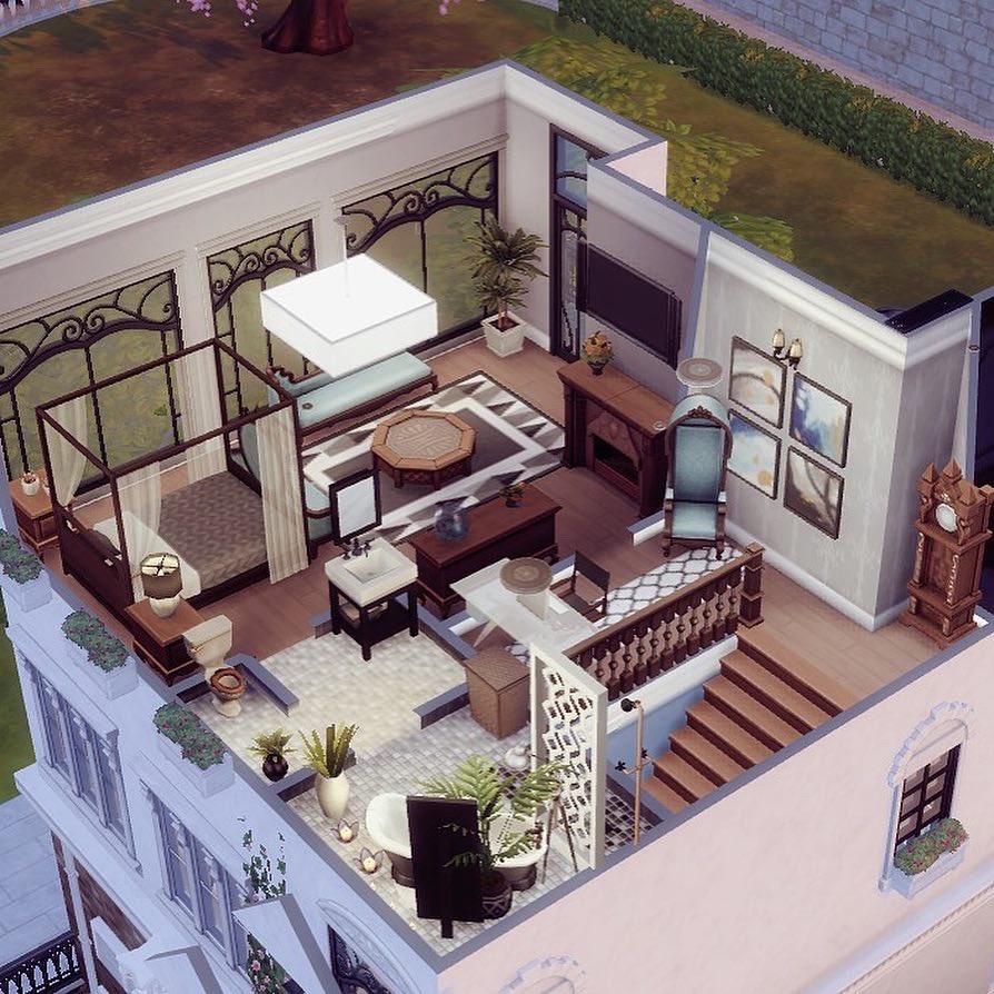 claudiabuilds's tweet photo. interior of my latest build (no cc)! #sims4 #sims4builds #sims4house #sims4houses #sims4build https://t.co/OxZhQWJYjG