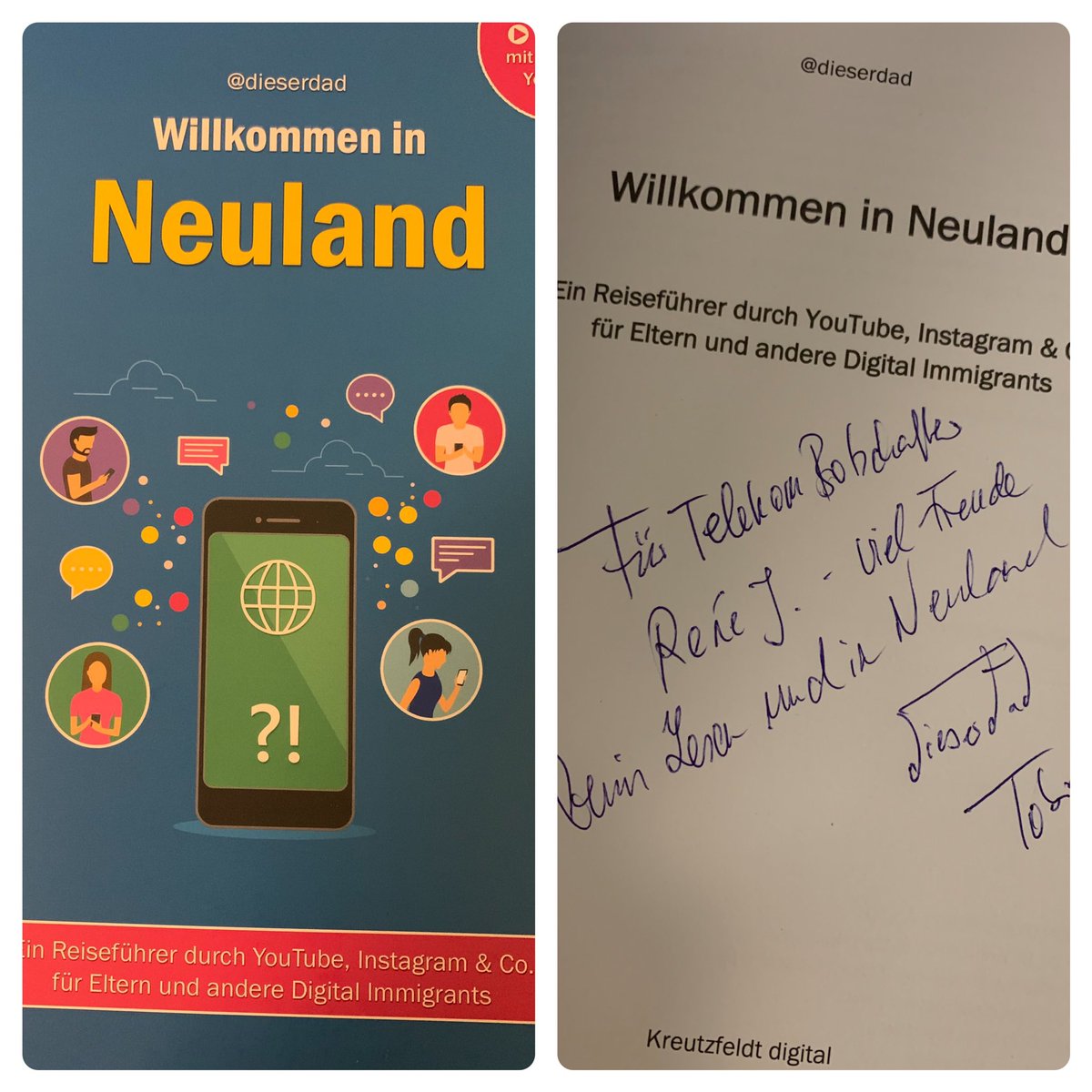 Na, da kommt man Heim und findet ein Paket von <a href="/dieserdad/">dieserdad</a> mit einem Exemplar #willkommenimneuland und #telekom Widmung. Ich bin gespannt! 💪🤓 Danke!