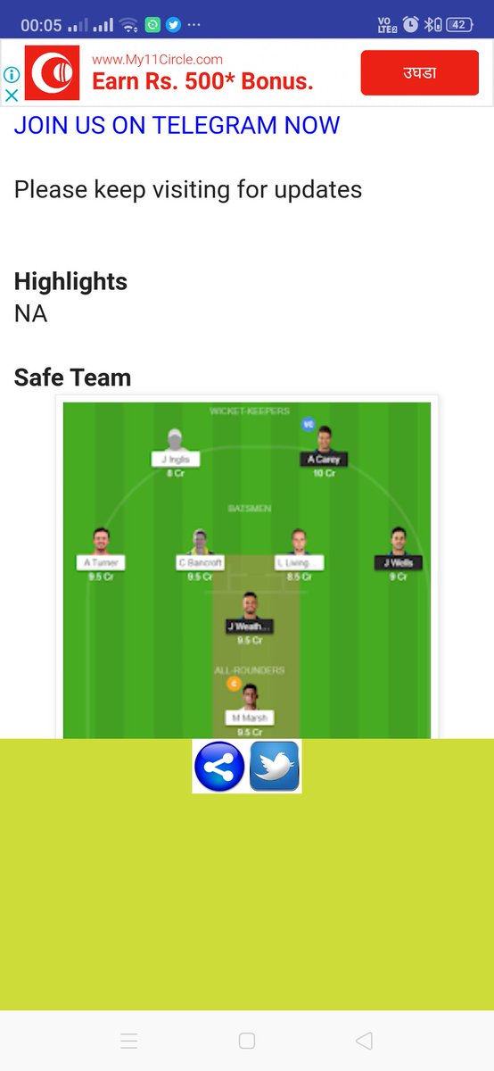 KetanPujari9's tweet photo. Dream 11 safe and GL team for below matches added on App,also get updated team after Linup announced.
Download app
https://t.co/Jgc7scimec
AU-A-W vs IN-A-W
CH-W vs CM-W
CD vs CTB
DHP vs CUW
STR vs SCO
KHT vs RAR
#Dream11Team #dream11Prediction #CDvsCTB #STRvsSCO #KHTvsRAR https://t.co/Q95avuvea3