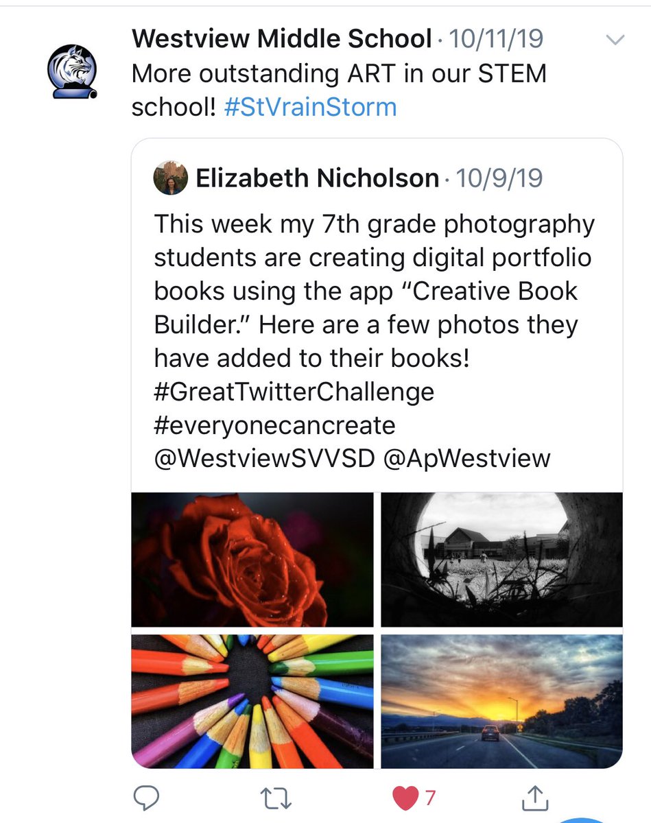 Art_nicholson's tweet photo. Westview does a great job using our website, WTV, Facebook, Twitter, and Instagram to share how teachers are using technology to enhance learning. #GreatTwitterChallenge https://t.co/7LkCCfhNpn