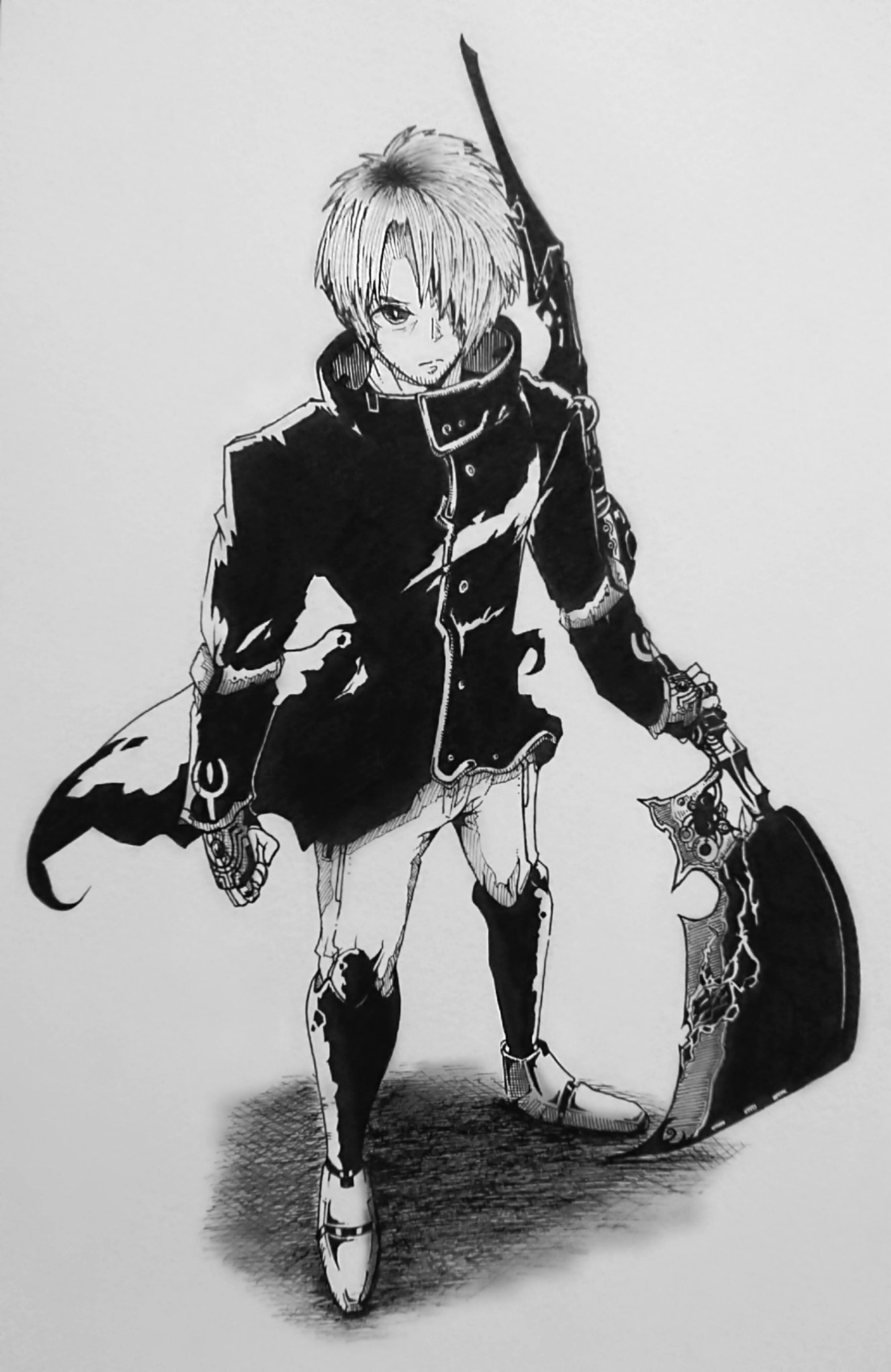 Twitter 上的 藤mon 黒 戦闘服 男 黒を魅せるため 加工有り ペン画 イラスト T Co Xznrdfxkti Twitter