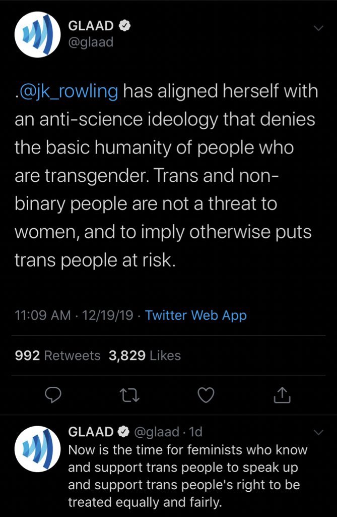 tryingattimes's tweet photo. GLAAD are now officially an anti-feminist, i.e. a manโs rights organisation. They are also science denialists, with pockets deep enough to buy lip service.
#Prickers https://t.co/2ESyjbcFYi