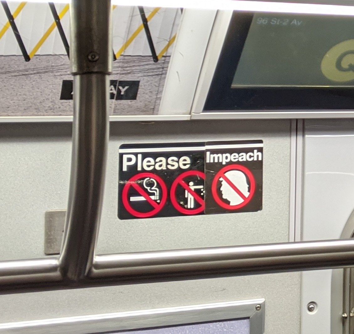 CharlieCollins's tweet photo. Done NYC subway. Done. #IMPOTUS45 #Impeached45 https://t.co/MbCi8DhgLP