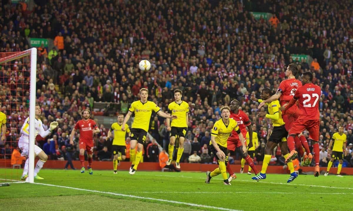 AnfieldEdition's tweet photo. • Coutinho against City?
• Lovren against Dortmund?
• Origi’s 90+6?
• Corner taken quickly?

So many to choose from but what one goal from this decade did you celebrate hardest? https://t.co/HPRMxbOXaY