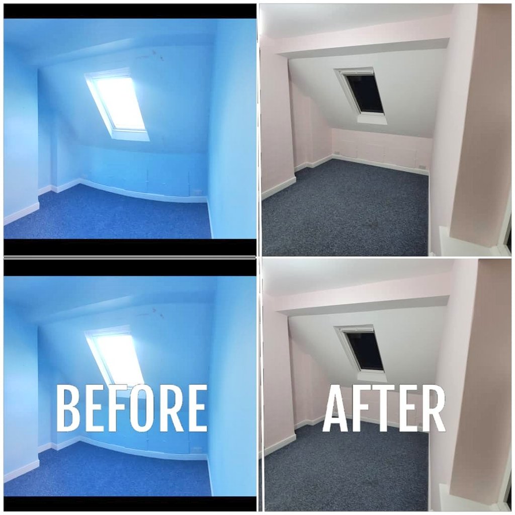 Jenthedecorator's tweet photo. Bedroom I finished yesterday
I wish I had lined because I got up to 4th fill,the more I looked the more dents I found lol ๐
Due to the ceiling & walls being blue it took 5 coats each of @JohnstonesTrade
#covaplus & #acrylicdurablematt
Woodwork in @mythicpaint #blacklabelsatin https://t.co/AqfBJn0fH8