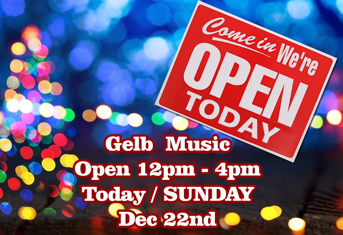 GelbMusic's tweet photo. Gelb Music open today... yes we know it's Sunday!  Join us today from 12pm-4pm and score those last minute holiday gifts!  The crew is here, we have our ugly xmas sweaters going, of course holiday music and lots of holiday cheer or was that beer... 

We'll see ya at the store! https://t.co/jSyCZk3u0n