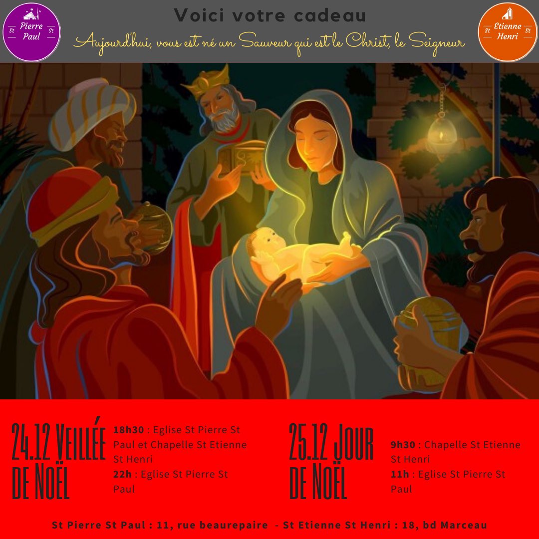 Voici les #horaires des #veillées et des #messes de #Noël2019 pour célébrer ensemble la Nativité de #Jésus le Christ, la Lumière du monde.
#Colombes #Marie #Bethléem #anges #bergers #GloireàDieu