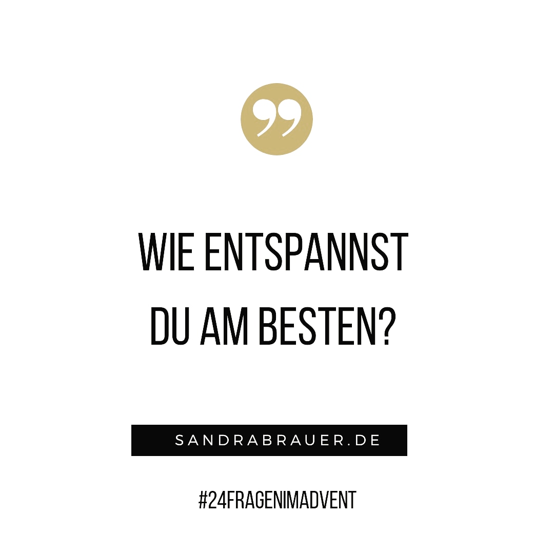 Wodurch erfährst du tatsächliche Erholung? Wobei tankst du auf? Wonach fühlst du Dich gestärkt? 

Heutige #fragedestages an Dich:
"Wie entspannst du am besten?"
#24fragenimadvent 🌟 #entspannung