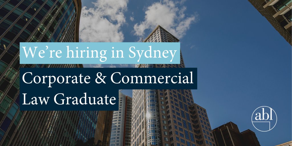 ABLLaw's tweet photo. We’re looking for a law graduate to join our Corporate & Commercial team in Sydney. To find out more or to apply click here >> https://t.co/3rJoJFAtXe #lawgraudate #sydneyjobs #lawjobs #ABLCareers #WorkatABL https://t.co/F7vAq5CkBv