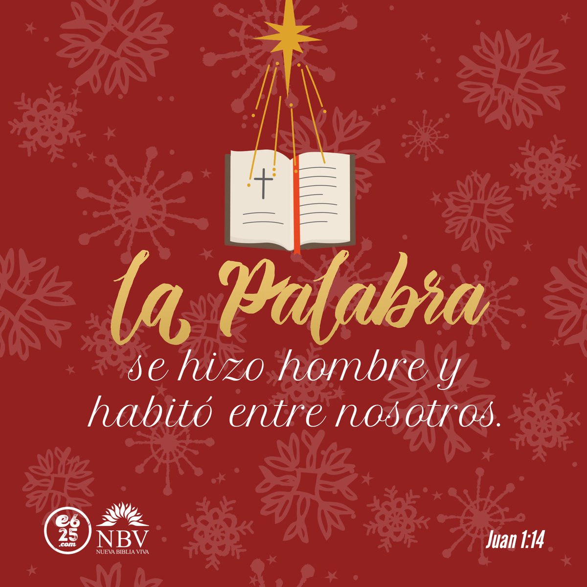 e625com's tweet image. “Y la Palabra se hizo hombre y habitó entre nosotros. Y hemos visto su gloria, la gloria que le pertenece al Hijo único del Padre, en el que abundan el amor y la verdad.”
Juan 1:14 NBV