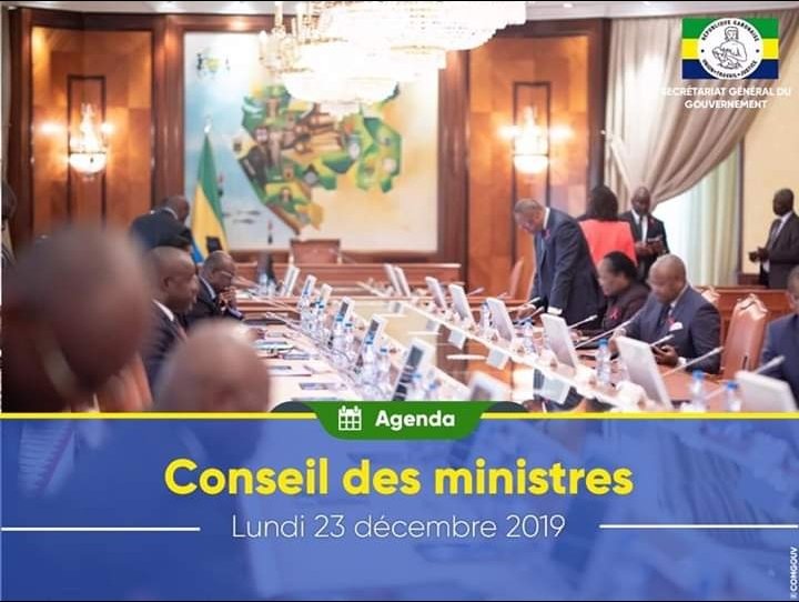 Conseil des ministres du <a href="/GouvGabon/">Gouvernement Gabon</a> annoncé pour ce lundi 23 décembre 2019.
#Gabon