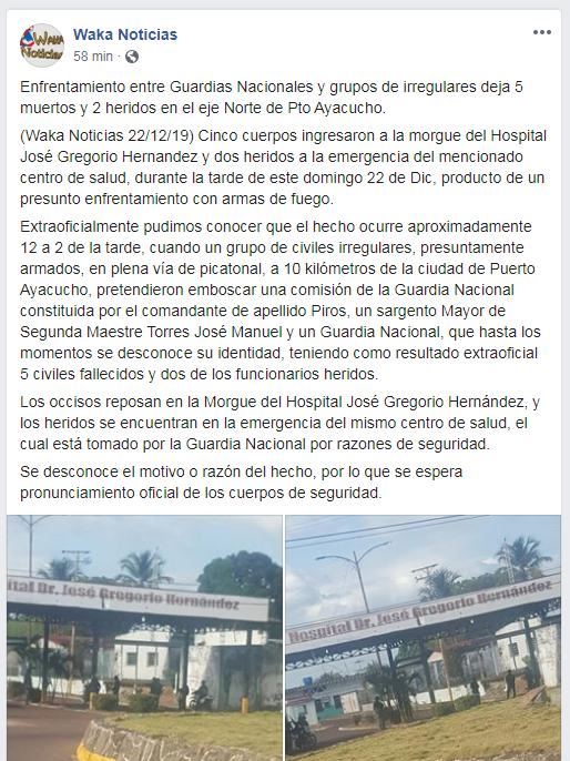 Ehuri_navas's tweet photo. #22Dic Enfrentamiento en Puerto Ayacucho-Estado Amazonas. HACER CLICK EN LINK:
https://t.co/Y6vxNFnjWa
#PetroEstafa @hcapriles @JulioBorges @Pr1meroJusticia https://t.co/HPwROjCZhg