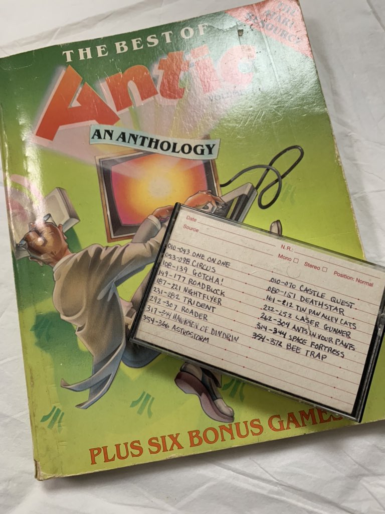 DNSDEBRO's tweet photo. Seems I always finding things at my parentβs house when I visit. My old #antic #anthology and a cassette of #ataribasic programs for my #atari8bit https://t.co/E4dPjvsyYK
