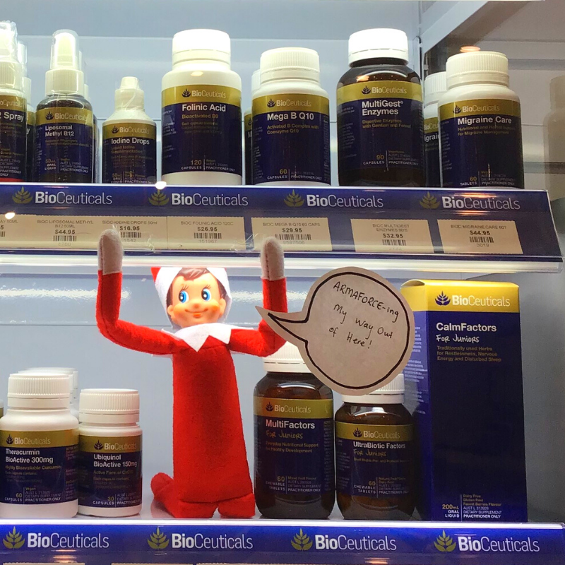 We're looking forward to Christmas (and it looks like this little Elf is too)! Only a few more sleeps... Thank you for all of your support this year 🎄🎅  #ArmaforceingMyWayOutOfHere #BioCeuticals
