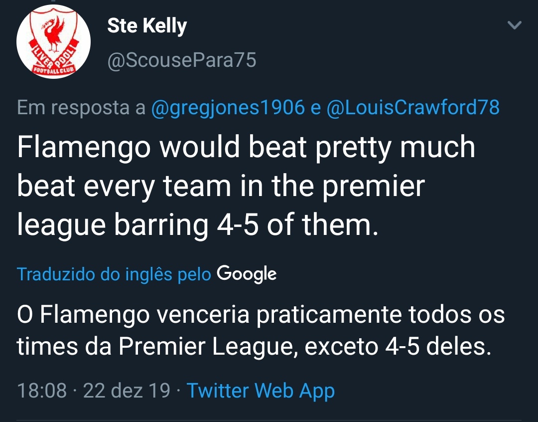 renatinha_fla's tweet photo. Vejam o que os gringos estão dizendo sobre o Flamengo.

Top6 na Premier League? VEJA!!!!! https://t.co/EBLhBrNtnx