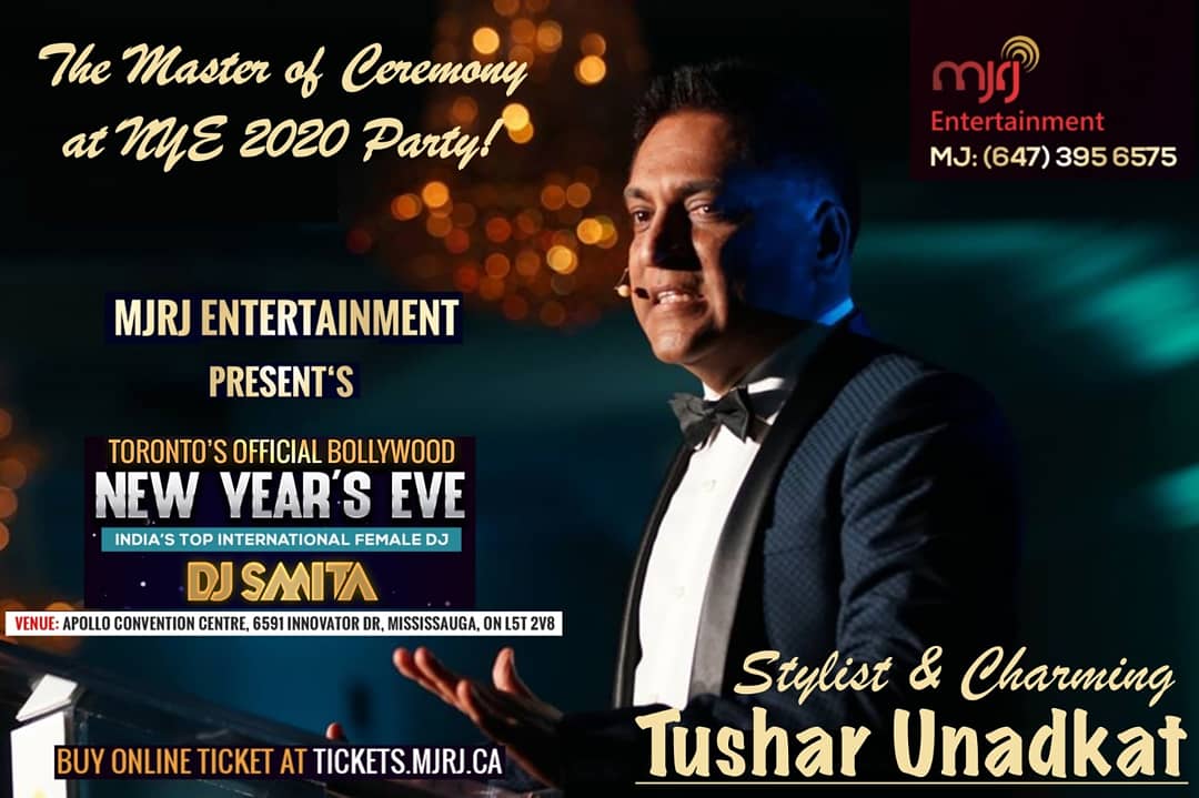 TusharUnadkat's tweet photo. MJRJ Entertainment presents Toronto's Official Bollywood New Year's Eve party with India's Top International Female DJ Smita and MC, your truly Tushar Unadkat. Get tickets at https://t.co/RiySZXoUIL
#NYE2020 #DJSmita #DJ #MJRJENTERTAINMENT
#tusharunadkat #muktaadvertising #party https://t.co/7M8prmIQ2S