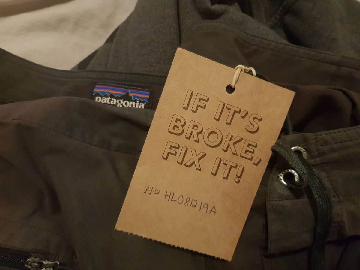 JohannaLoehr's tweet image. Impressed with what @patagonia does once again. Fixed our clothes for free, and they are a couple of years old. No need for new ones. What would happen if more companies made things to last and repair rather than build businesses on a throw away culture?