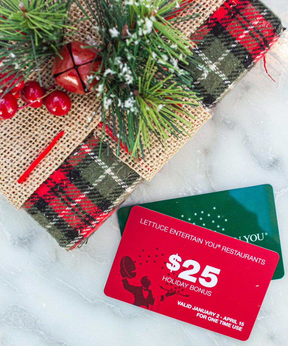 Treat your holiday hosts to something special. Snag a $100 <a href="/LettuceEats/">LettuceEntertainYou</a> Gift Card and get a free $25 Holiday Bonus. Buy now: link in bio. bit.ly/32ctXBe