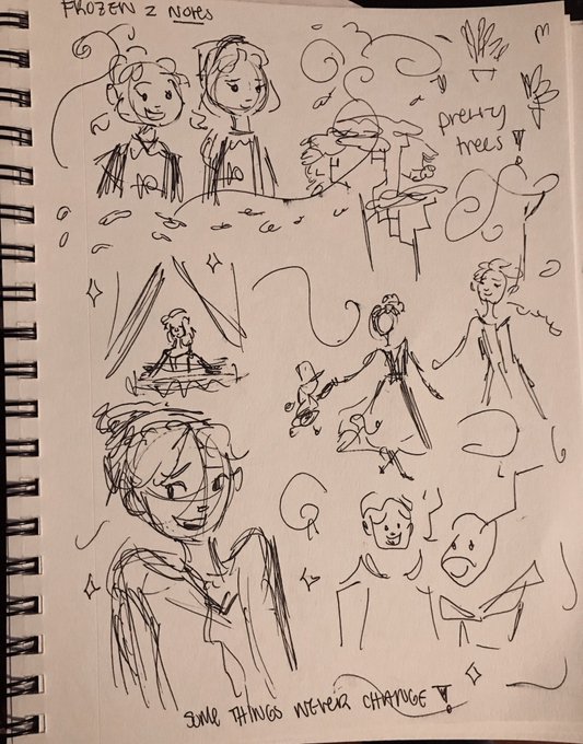 i rewatched frozen 2 today and took my sketchbook with me 
i found that drawing quickly in the dark is super hard ?✨❄️ 