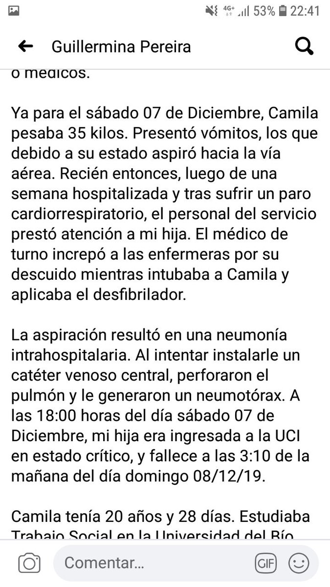 flo_jaa's tweet photo. Yo sé que acá las funas se hacen virales, porfavor RT, por mi amiga Camila y su pésimo cuidado por parte del Hospital de Linares
https://t.co/bXs5n6H1MR
#discipulosgranfinal #KPOP #BigChanta #tongo #BigData #ChileViolaDDHH https://t.co/HF3RLHZL4a