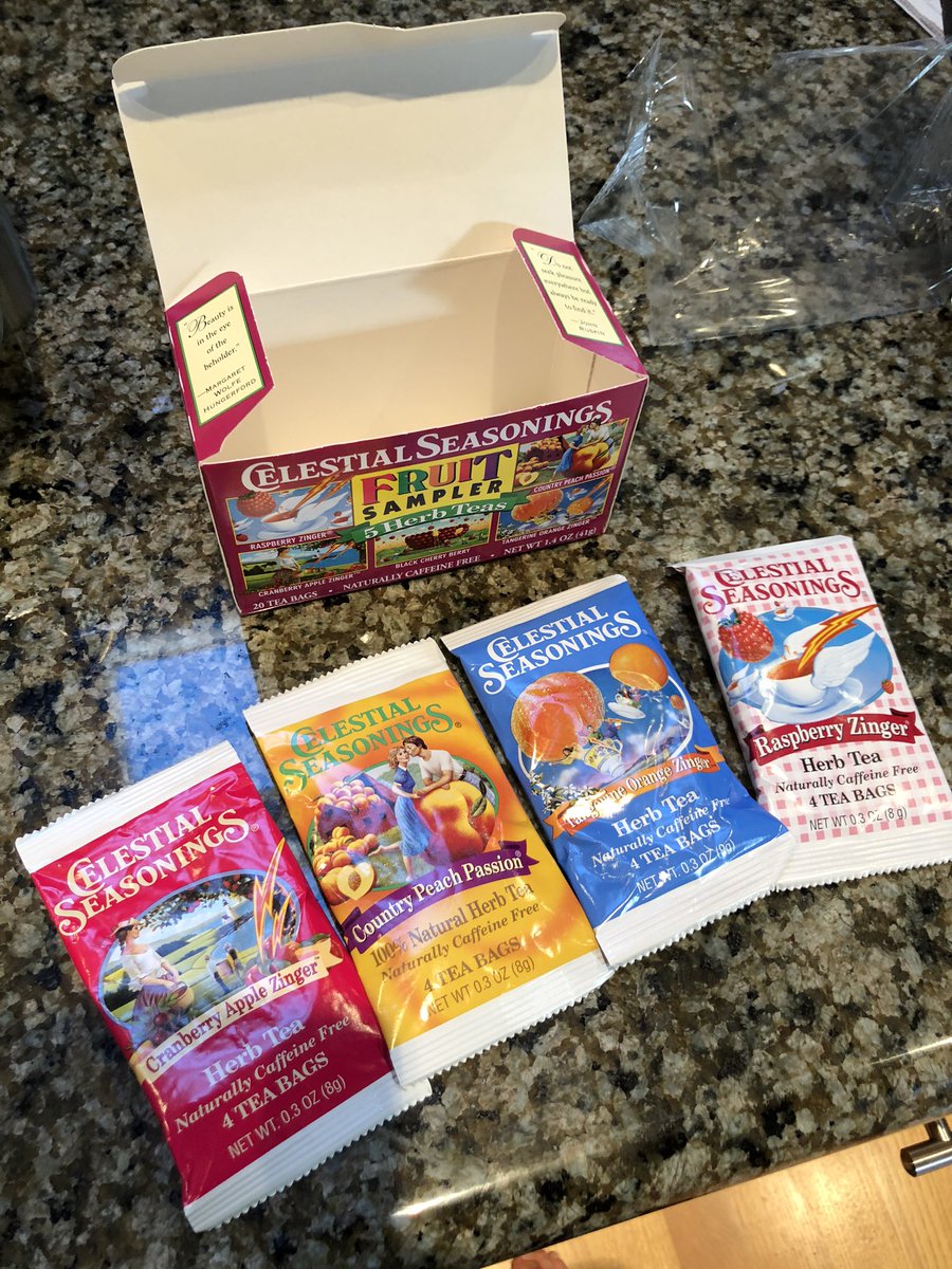 jo_diggity_'s tweet photo. found this box of @CelestialTea in my grandma’s cabinet from 2004. It expired in ‘07.... drinking some anyway.

This packaging tho 😍 https://t.co/G0sRld4PdV