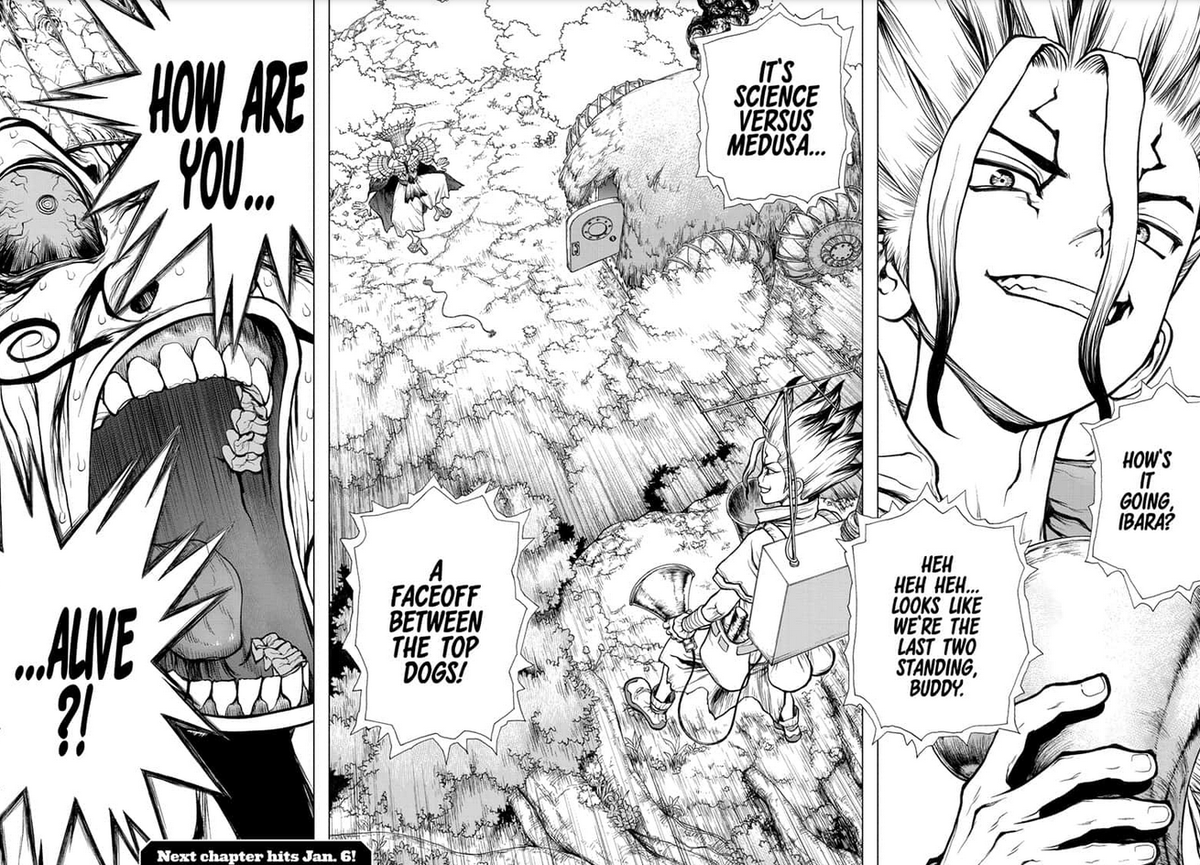 Kushikime Dr Stone 134 Another Solid Chapter Of Stone The Last 3 Or So Have Been Really Good Ready For This Showdown Next Chapter T Co Fmzk1rzps2 Twitter