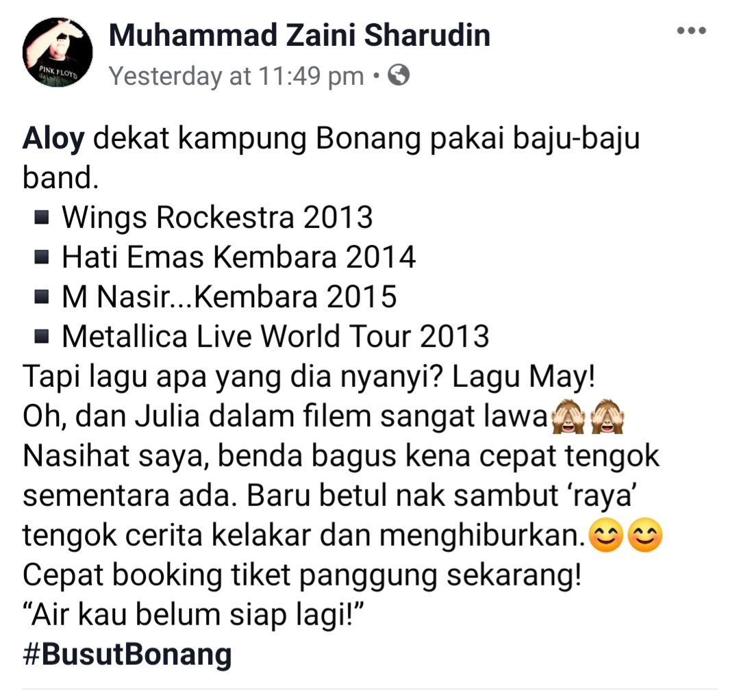 Review paling think out of the box setakat ini tentang filem #BUSUTBONANG. Lihatlah apa yang jadi kepada pemuda ini selepas point ke lima.