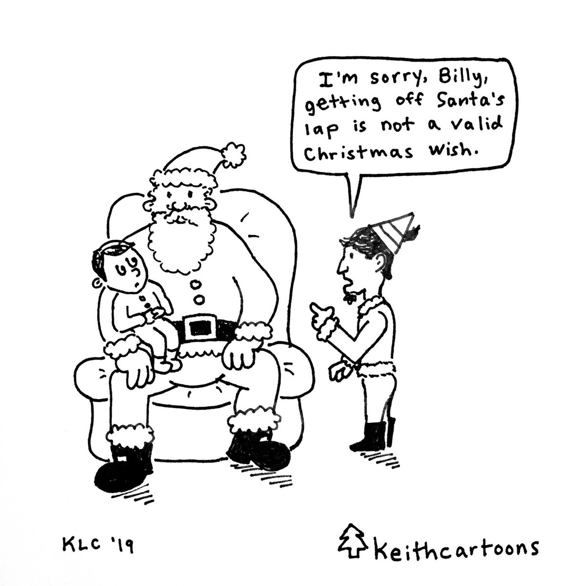 keithcartoons's tweet photo. Santa is invading someone’s personal space again. #scaredofsanta #christmas #dailycomic https://t.co/ZnQiCY7ILI