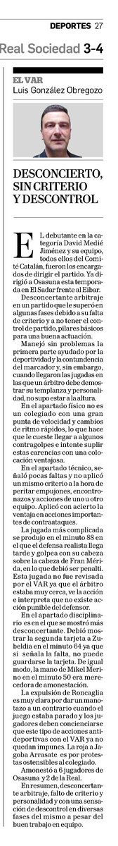 ⁦<a href="/lugobre1/">@lugobre</a>⁩ analiza <a href="/DN_deportes/">DN Deportes</a>⁩ sin bufanda el mejorable arbitraje de David Medié (y su equipo asistentes, con banderín y monitor).
Seguro q le ha jodido y q seguirá trabajando para mejorar cada día.
Como los jugadores y entrenadores en todas las categorías xq #Son1+