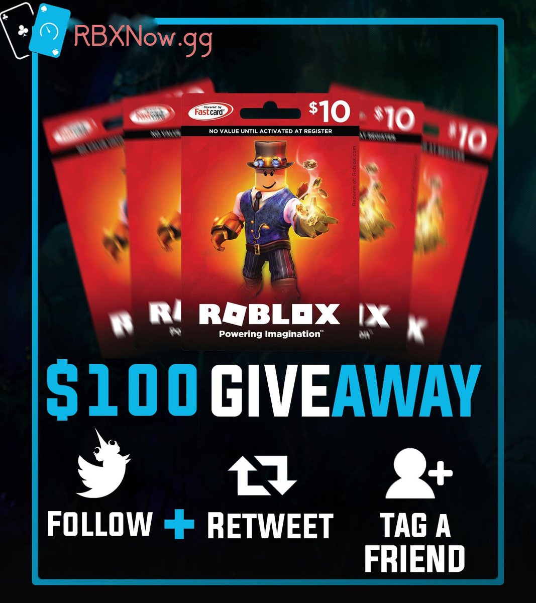 Rbxfast Gg On Twitter 100 Roblox Giftcards 25 Winners