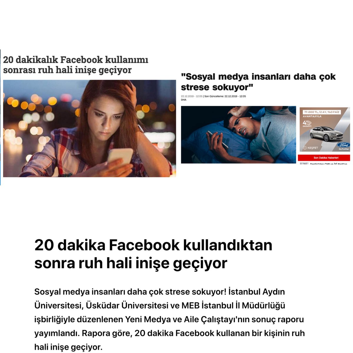 “Yeni Medya ve Aile Çalıştayı”nın açıklanan sonuç raporu CNN Türk, Sözcü, T24 ve haberler.com sitelerinde haberleştirilmiştir bit.ly/2Sj2wEd, bit.ly/34S8rCN, bit.ly/2Q9pSJS, bit.ly/2PPlpgu #iauif  #iaukampus <a href="/iauif/">İletişim Fakültesi</a> <a href="/IAUKampus/">İstanbul Aydın Üniversitesi</a>