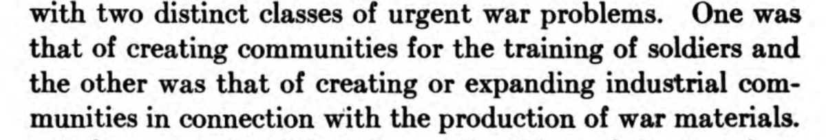 The "Seminal Catastrophe" (WWI) is almost over, so Olmsted has been working to recommend a plan for new "communities" to train soldiers and make "war materials"