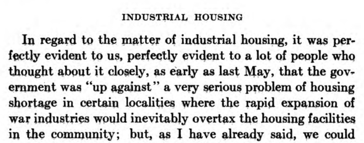 1918: the shortage of housing in some key areas of the US is becoming a federal problem.