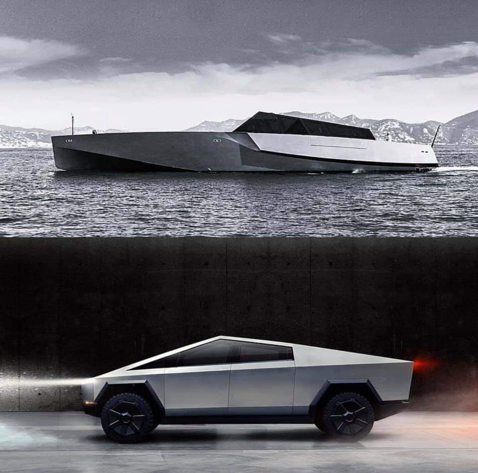 TeslaPhx's tweet photo. @elonmusk will the #CyberTruck be able to pull a #WallyPower118? Also can @Tesla make a smaller less expensive version of it? #TeslaMarineMotors https://t.co/5sGBJwMQWS