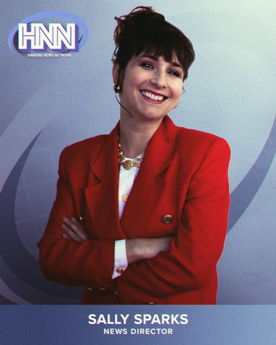 TheHawkinsEye's tweet photo. Mayor Kline is getting HNN down to cover this year's Hawkins High Reunion. Time to meet our Star Anchors!

First up, Sally Sparks - News Director
An enthusiastic supporter of Mayor Kline's policies, Sparks is also a proud Hawkins High alum.

What should she cover? https://t.co/WBHyZVyWQT
