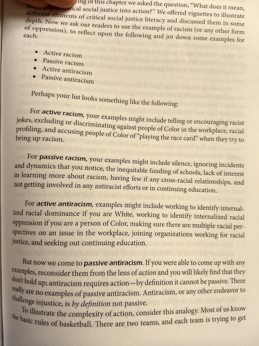 Here's a little bit about "antiracism" from the critical education book Is Everyone Really Equal? (2012). Notice what the term really means. Notice that it says "passive antiracism" isn't possible. Main thing to do: interrogate yourself for complicity in a "lifelong commitment."