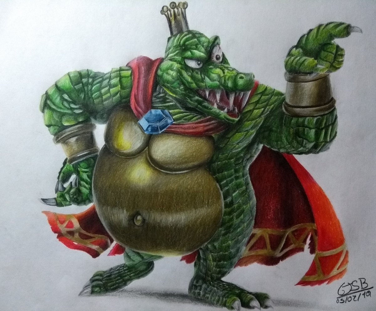 Gabriel17712308's tweet photo. Dibujo del villano de la saga de Donkey Kong. Llamado King K. Rool.
Este dibujo se utilizaron los siguientes materiales: 
- Cartulina blanca de 34.5 x 20cm
- Borrador faberCastell
- Colores Kores
- prismacolor

#nintendo #dibujoacolor  #KingKRool #DonkeyKong #Drawing  #videojuego https://t.co/CQ2J4XFR9X