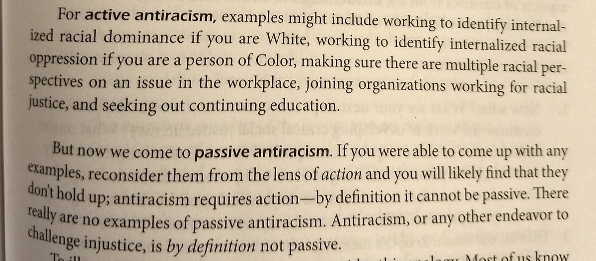 "Active antiracism" includes committing yourself to a lifelong and ongoing process of finding your own complicity with the racist system critical race Theory assumes absolutely exists (until and after you find it) and being an antiracism activist. Don't do it? You're racist.