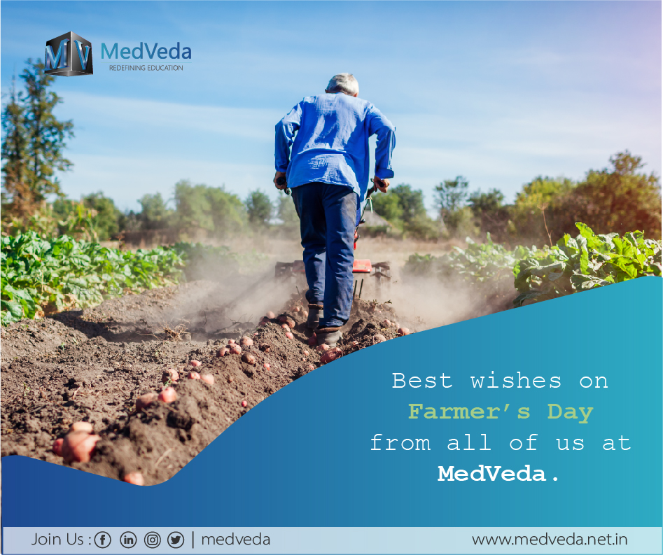 Hard work of a #farmer is consistent in every weather and season and that is why we have food on our plates every day. Best wishes on #FarmersDay from all of us at #MedVeda.
#Kishandivas  #farmerarmy #farmersfirst #Farming #Agriculture #food #MondayMotivation