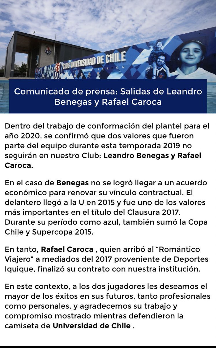 ADAInforma's tweet photo. 🚨| La U hace oficial las bajas de @LeaBenegas y #Caroca. https://t.co/QvSkuyKrCi