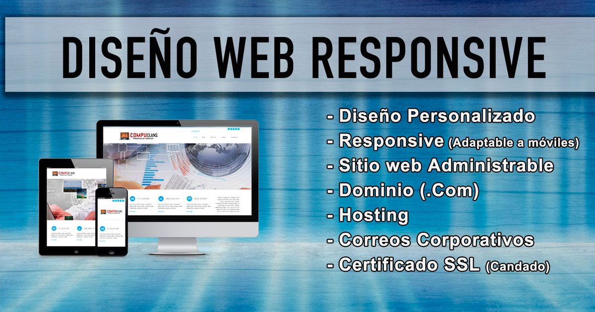 Compuclansweb's tweet photo. Diseño web Personalizado, Administrable, Responsive y profesional con TODO Incluido, listo para Internet.
Incluye Diseño, Dominio, Hosting, SEO, candado SSL y Correos corp.
Valor $ 50.000- Oferta solo hasta el 31-Dic-2019
ventas@compuclans.cl #DiseñoWeb #Compuclans #Web #Oferta https://t.co/in1SkbQoKP