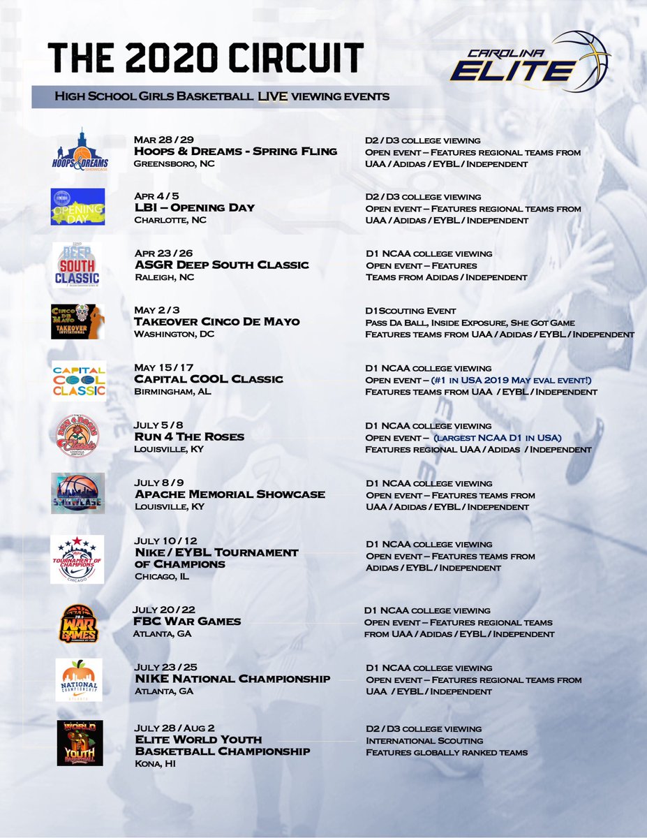 EliteHoopsNC's tweet photo. Excited for our college bound HS girls. In 2020, they will play 7 of the biggest events in the USA and finish up in Hawaii! Be sure to 👀 as they continue to impress college coaches! #CarolinaEliteBasketball #MakeEmBelieve #GodFirst https://t.co/fpbtZyqTPB