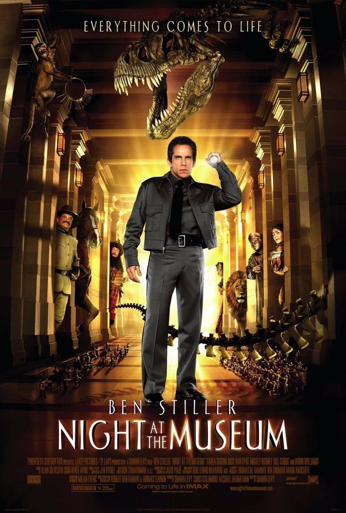 FilmNewsNos's tweet photo. 🎬MOVIE HISTORY: 13 years ago today, December 22, 2006, the movie ‘Night at the Museum’ opened in theaters!

@RedHourBen #CarlaGugino #DickVanDyke #MickeyRooney #BillCobb #RobinWilliams #JakeCherry @rickygervais #RamiMalek #SteveCoogan #OwenWilson #PatrickGallagher #MizuoPeck https://t.co/Xsx1S0pWg8