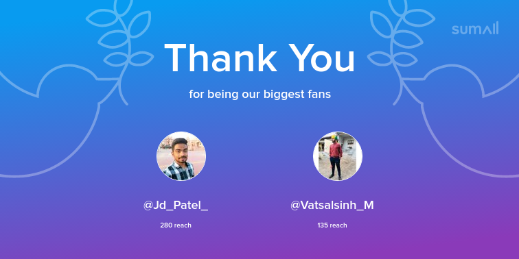 PRINCE_mahida's tweet photo. Our biggest fans this week: Jd_Patel_, Vatsalsinh_M. Thank you! via https://t.co/tpS9UBj1XZ https://t.co/nca7FzoYOf