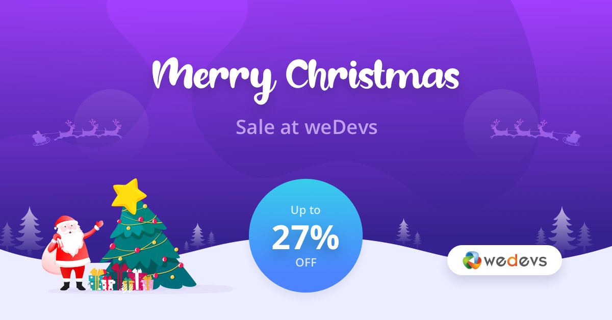 weDevs's tweet photo. ๐Sleigh your Christmas wish-list with populer #WordPress plugins to empower your business. ๐
Claim UP TO 27% OFF on #Dokan #WP_User_Frontend & #WP_Project_manager.
Check Now - https://t.co/Wb8BwUhL83
#christmassale #Entrepreneurs https://t.co/UwvJkT53AC