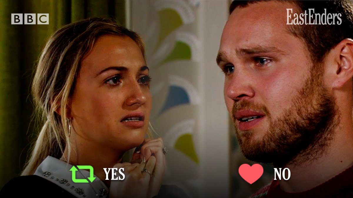 bbceastenders's tweet photo. Should Louise forgive Keanu? 
RT - Yes, he’s Peggy’s Dad. LIKE - No, what he did is unforgivable. #EastEnders https://t.co/PoWsP6Nu4N
