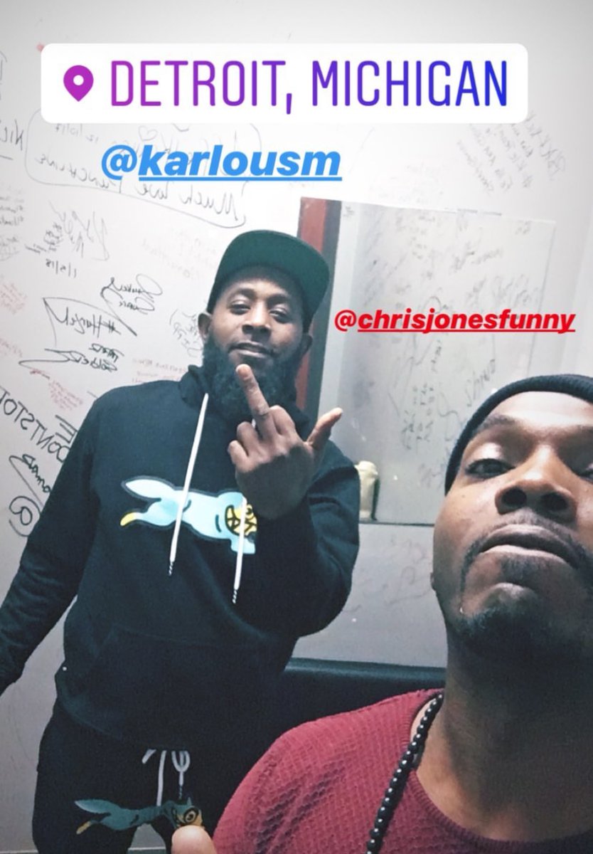 chrisjonesfunny's tweet photo. Been rocking out all weekend in Detroit with @KarlousM at The Punchline 🔥🔥🎤🏃🏿♂️ #Settitoff #tourlife #quittouchingshit #RealComedians https://t.co/rPXuYAMGTV