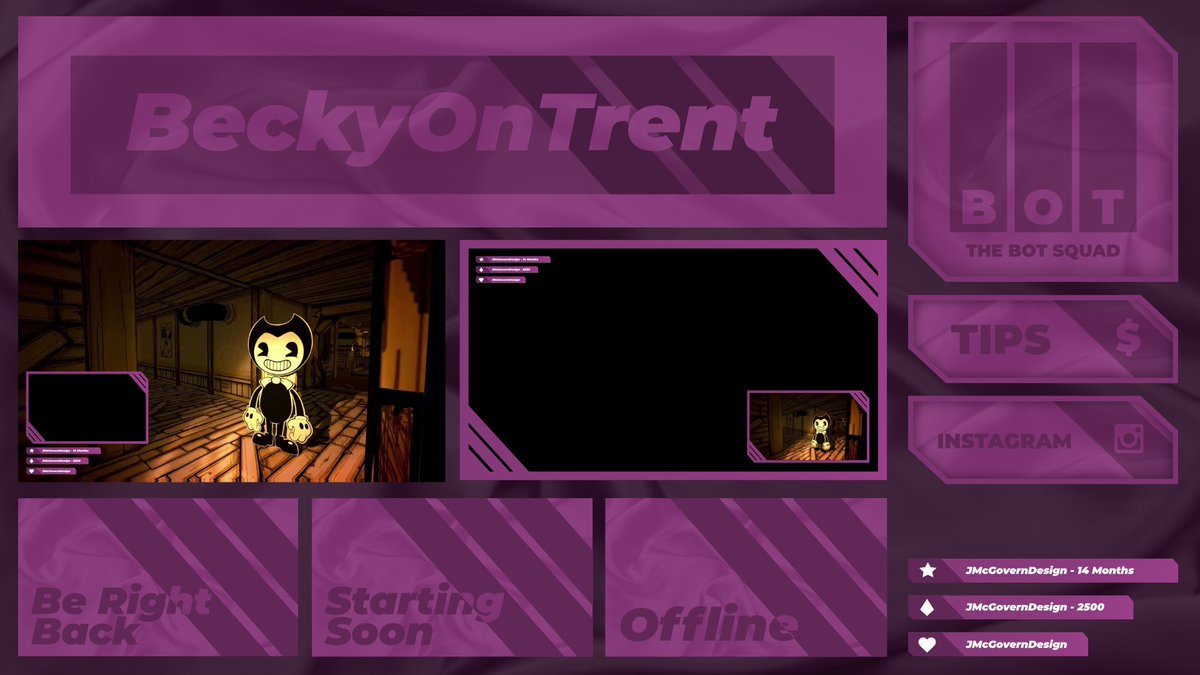 JMcGovernDesign's tweet photo. New twitch designs for @beckyontrent Glad you liked them😀 if your looking for a new streamer to watch come join the #thebotsquad.

#twitch #twitchstreamer #twitchdesign #twitchoverlay #graphicdesign https://t.co/0LGUar0kHd