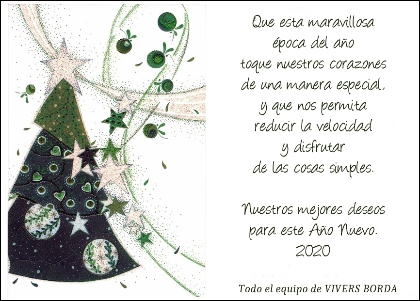 ViversBorda's tweet photo. Todo el equipo de VIVERS BORDA les desea unas felices fiesta de Navidad y nuestros mejores deseos para este Año Nuevo 2020 https://t.co/7ahGdn0so0