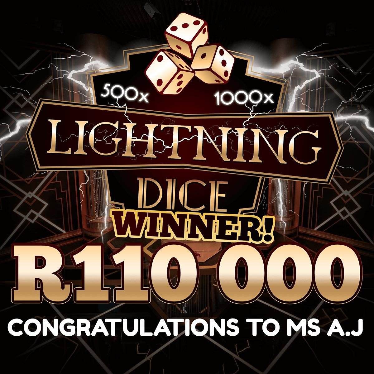 Lotto_Star's tweet photo. #Congratulations🎉🎉 to MS A.J on #winning R110 000 on our #LightningDice, Live Game. You could could be the next #BIG #winner! Place your #bets on #LottoStar. https://t.co/MjV2RPThSK